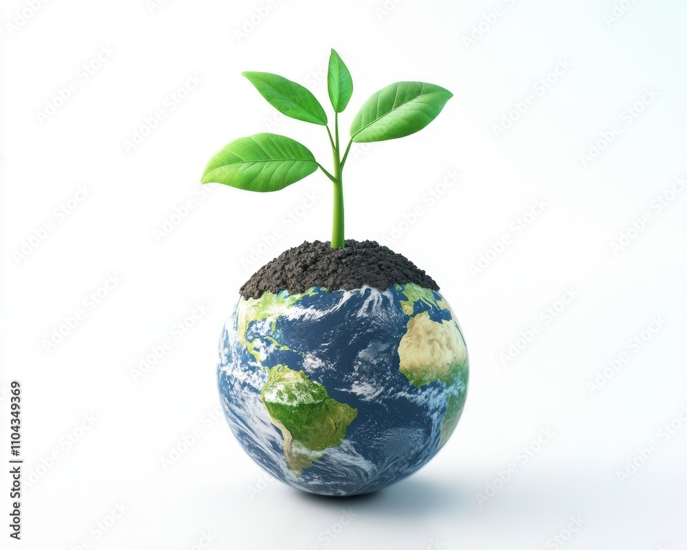 A young, vibrant green plant grows from a miniature Earth, symbolizing hope and sustainability. A young, vibrant green plant grows from a miniature Earth, symbolizing hope and sustainability.