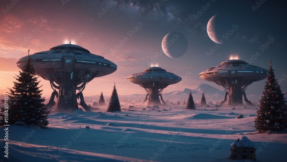 Christmas with super sci-fi robots, wallpaper Christmas with super sci-fi robots, wallpaper