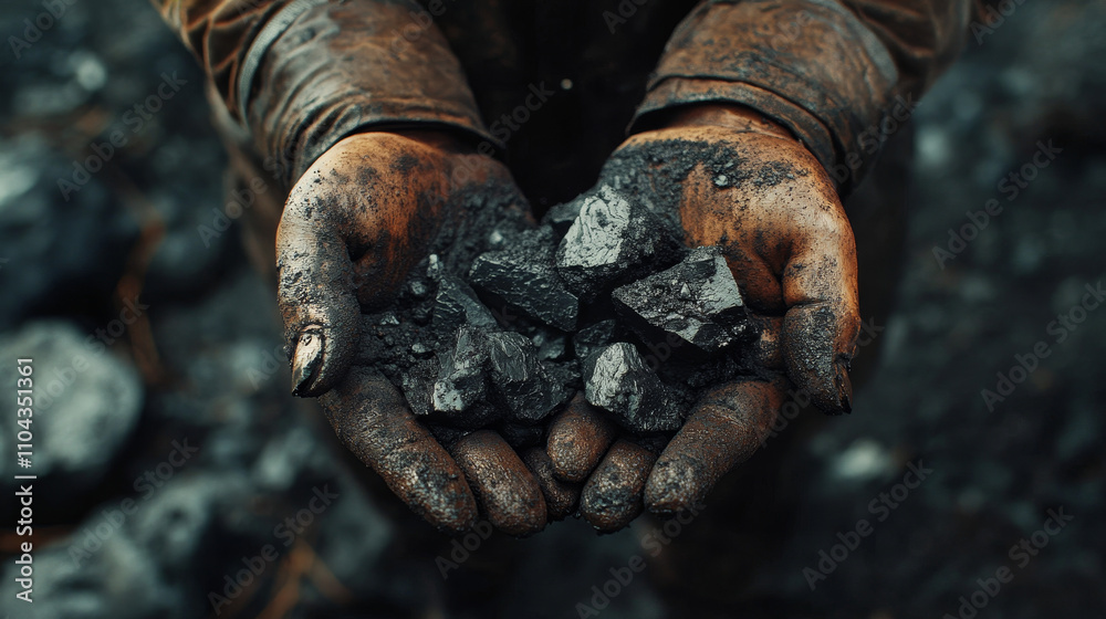 A miner dressed in typical workwear, including a mining helmet (possibly with a headlamp), gloves, and a reflective vest.
A miner dressed in typical workwear, including a mining helmet (possibly with a headlamp), gloves, and a reflective vest.