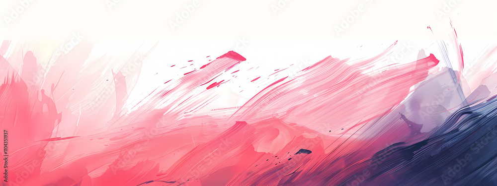 Vibrant abstract artwork featuring sweeping strokes of pink, red, and deep blue, creating a dynamic and energetic composition.