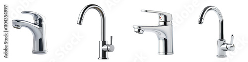 Water Faucet – Fixture Controlling the Flow of Water from a Sink Isolated on Clear White Background Highly Detailed