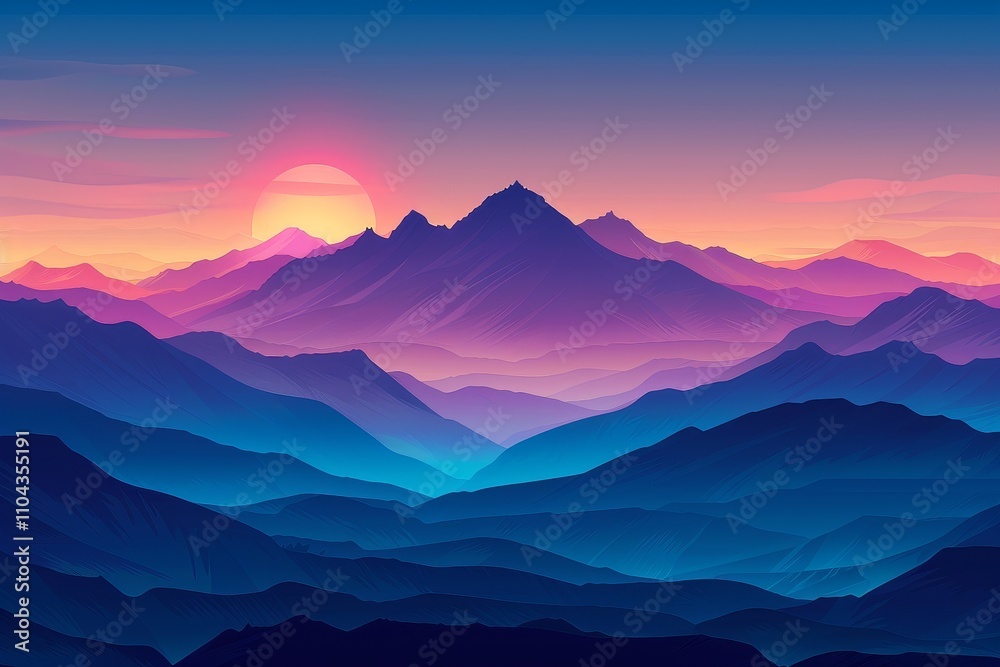 Fototapeta premium Sunrise Silhouette: Majestic Mountain Range