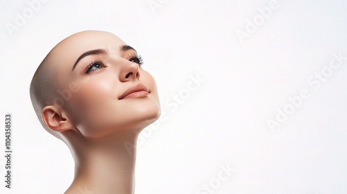 Serene Beauty Portrait of a Bald Model with Smooth Skin