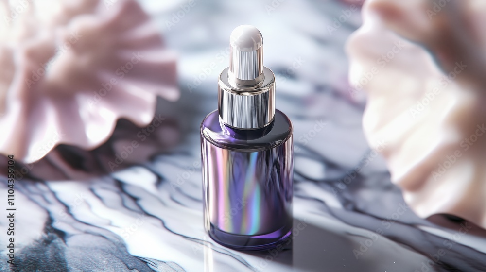 A luxury face serum with a pearl background. A luxury face serum with a pearl background.
