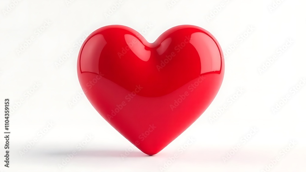 red heart isolated on white. Volumetric 3D red heart, white background red heart isolated on white. Volumetric 3D red heart, white background