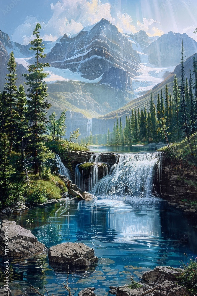 Alpine Lake's Cascading Waterfall Alpine Lake's Cascading Waterfall