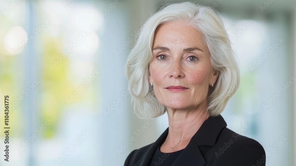 Empowered Aging Gracefully: Confident Older Woman in Professional Attire Radiating Beauty and Strength in Bright Office Setting Empowered Aging Gracefully: Confident Older Woman in Professional Attire Radiating Beauty and Strength in Bright Office Setting