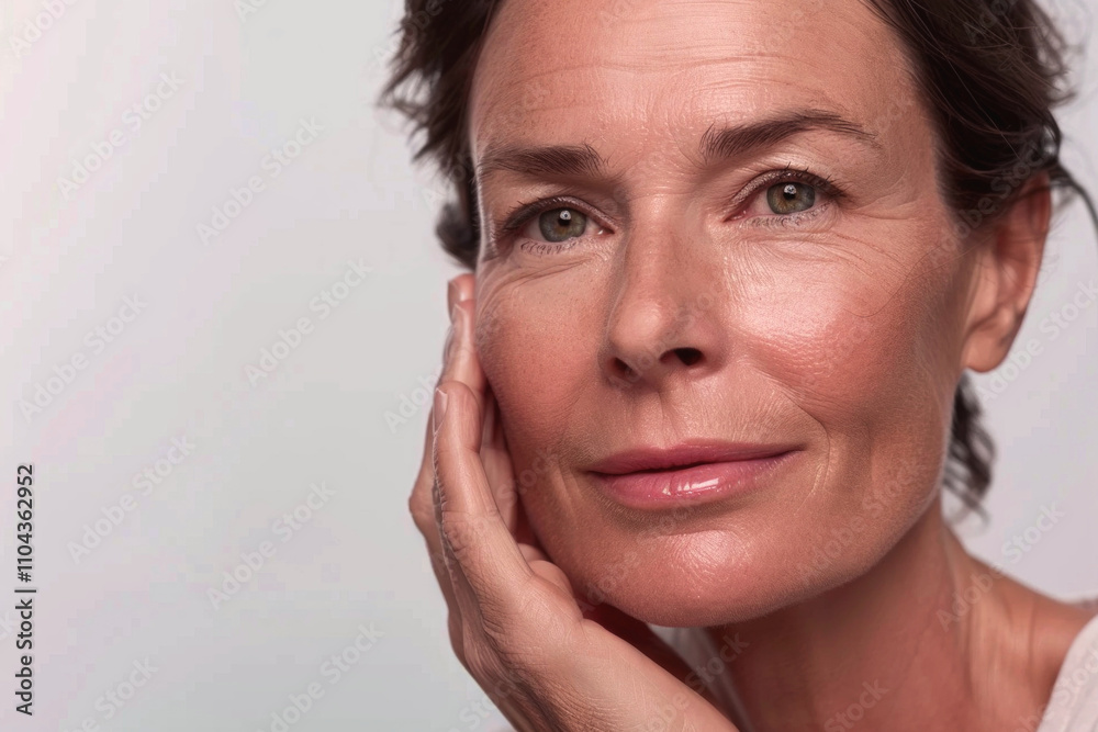 woman fifty years old on a white background close-up Generative AI woman fifty years old on a white background close-up Generative AI