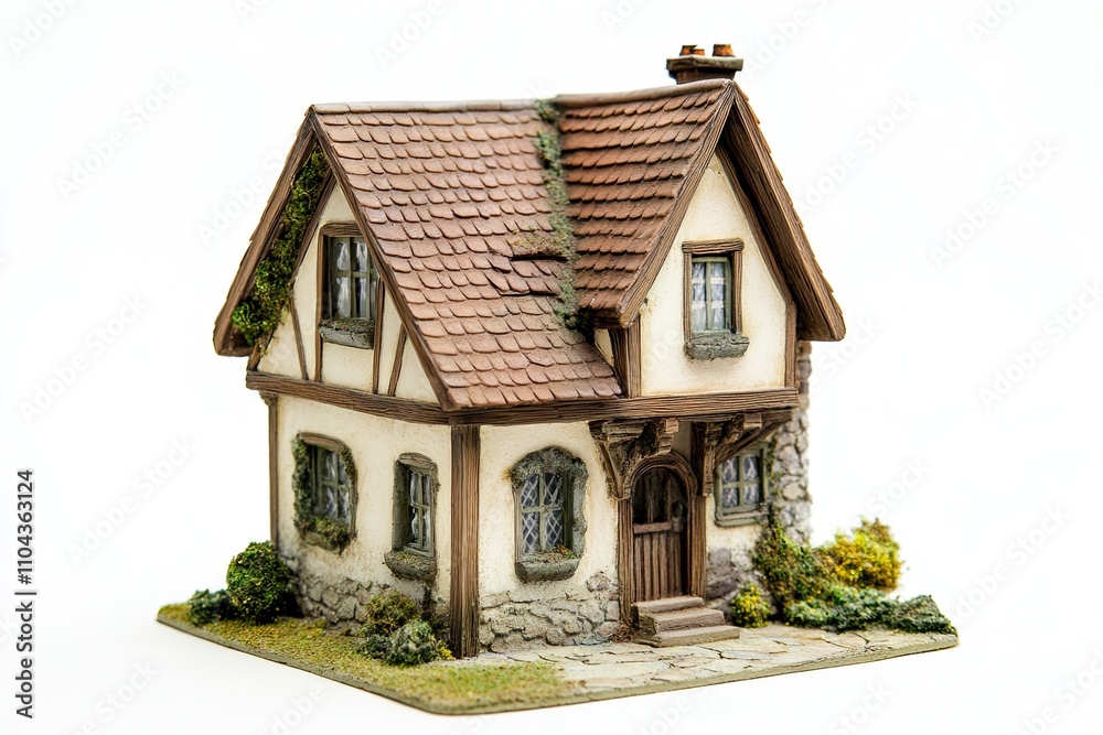 miniature model house decoration isolated on white background copy space miniature model house decoration isolated on white background copy space