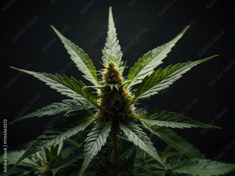 Cannabis plant with legal marijuana leaves. Cannabis plant with legal marijuana leaves.