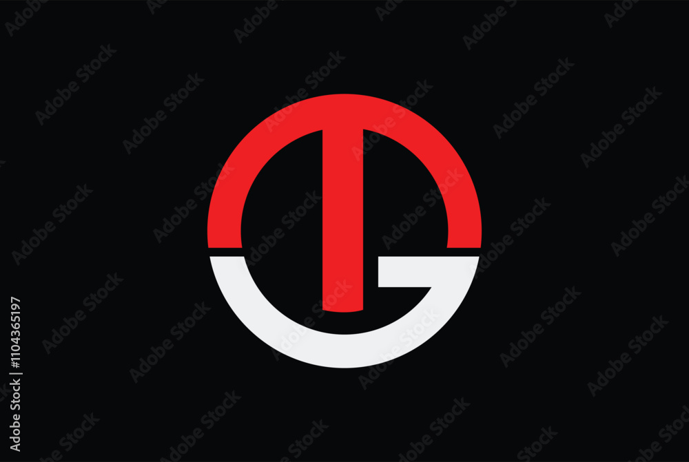 Fototapeta premium T, G, TG OR GT Logo Icon Vector illustration with Circle.