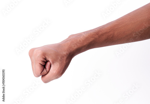 Wallpaper Mural Hand Gesture Of Male Clenched Fist Symbolizing Strength And Ready To Punch On White Background Torontodigital.ca