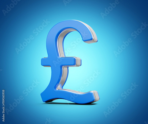 Vibrant Blue British Pound Currency Symbol Gleams With Sleek Modern Design 3D Illustration