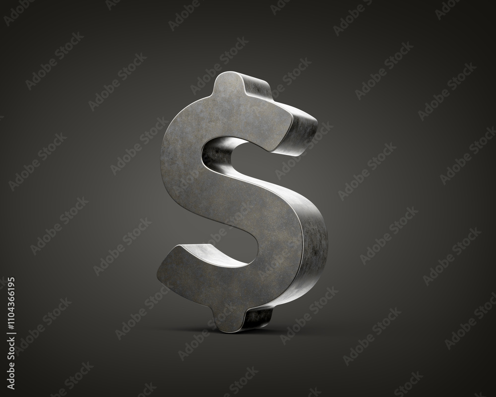 United States Dollar Currency Symbol Made Of Gray Smooth Cast Iron Modern Design 3d Illustration United States Dollar Currency Symbol Made Of Gray Smooth Cast Iron Modern Design 3d Illustration