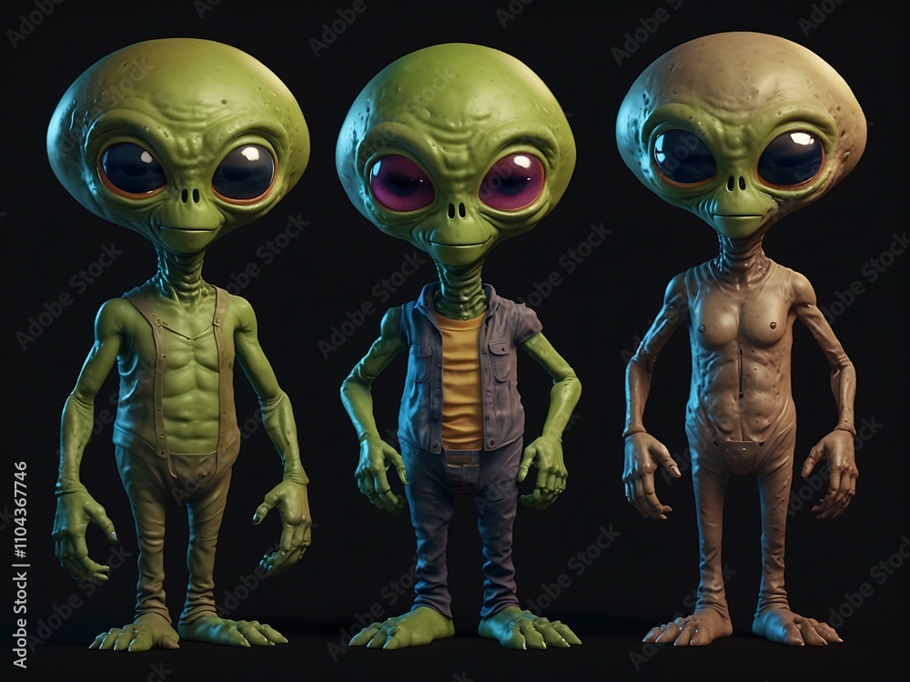 Cartoon aliens in various fun poses for creative projects.