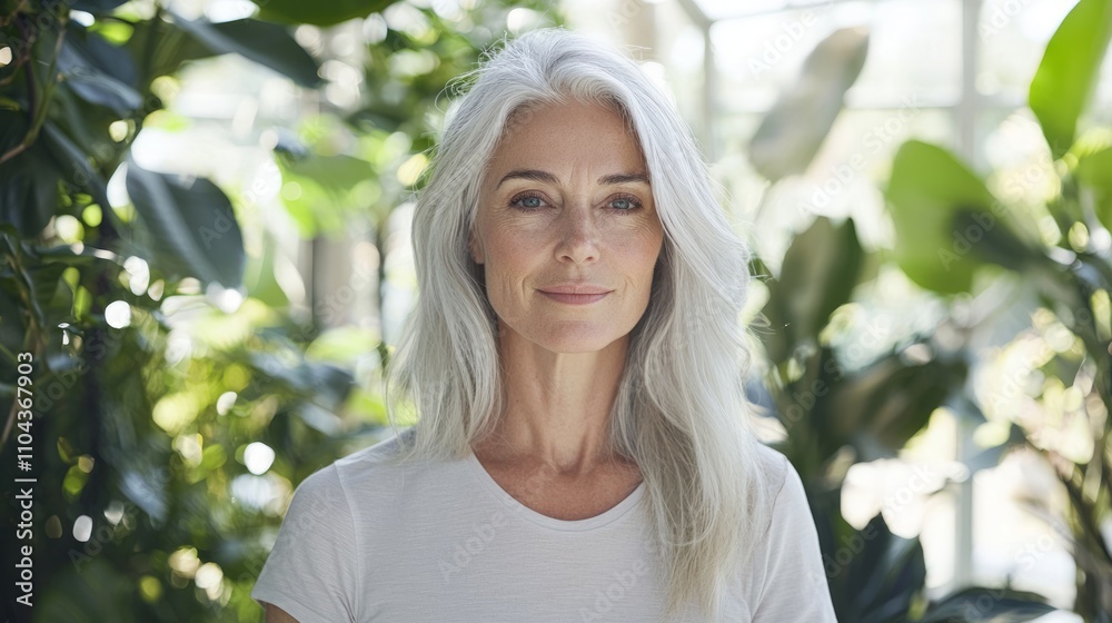 Embracing Aging Gracefully - Serene Portrait of Mature Woman Radiating Timeless Beauty and Confidence in Sunlit Room Embracing Aging Gracefully - Serene Portrait of Mature Woman Radiating Timeless Beauty and Confidence in Sunlit Room