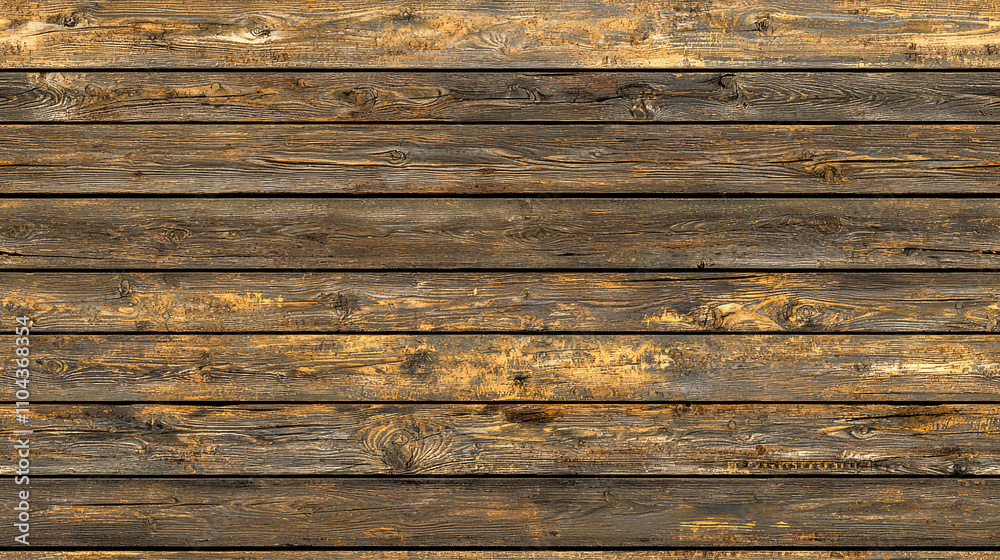Obraz premium Aged wooden plank wall with distressed texture and rustic brown tones