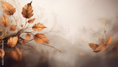 Tło jesienne, tapeta do projektu, wzór w liście, puste miejsce na tekst lub życzenia