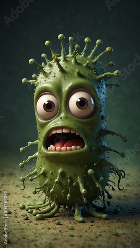 Cartoon design of viridans streptococci with a crazy face. photo