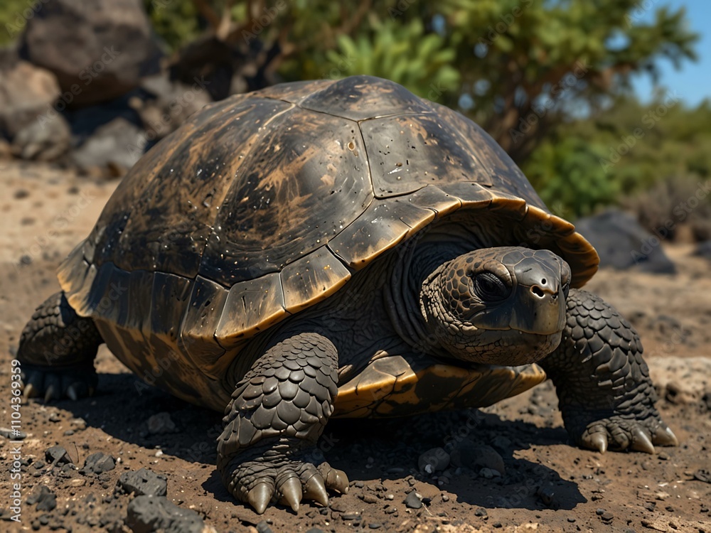 Cartoon image of a Geochelone nigra (Galápagos tortoise). Cartoon image of a Geochelone nigra (Galápagos tortoise).