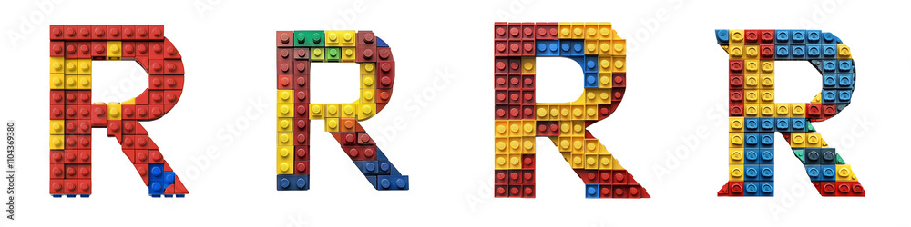 Alphabet R, made with colorful building blocks, Logo design, letter, isolated on a transparent background Alphabet R, made with colorful building blocks, Logo design, letter, isolated on a transparent background