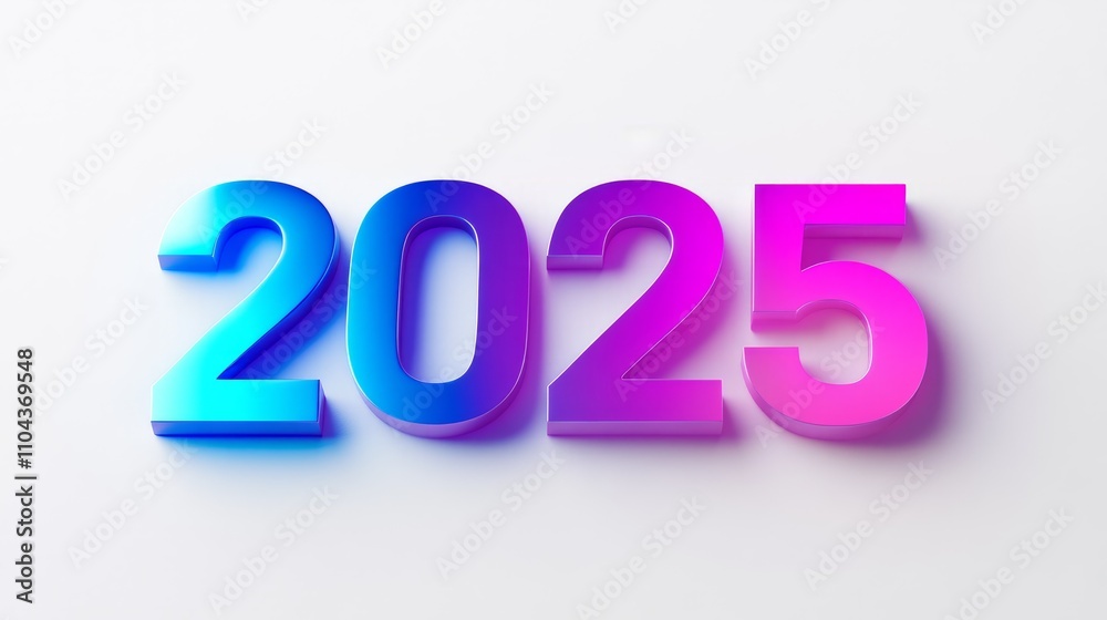 Purple colorful 2025 template isolated on white Purple colorful 2025 template isolated on white