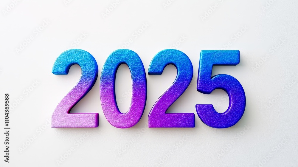 Purple colorful 2025 template isolated on white Purple colorful 2025 template isolated on white