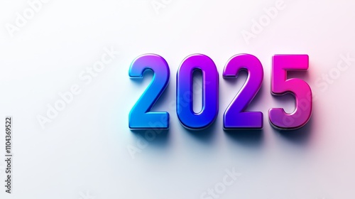 Purple colorful 2025 template isolated on white