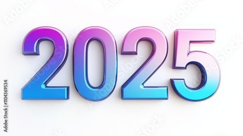 Purple colorful 2025 template isolated on white