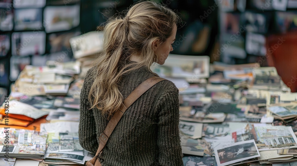 Creative Exploration: Focused Woman Unveils Artistic Inspiration on a Cluttered Design Table Creative Exploration: Focused Woman Unveils Artistic Inspiration on a Cluttered Design Table