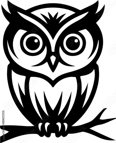 Owl head. Monochrome owl icon, sign, emblem, badge. Vector illustration photo