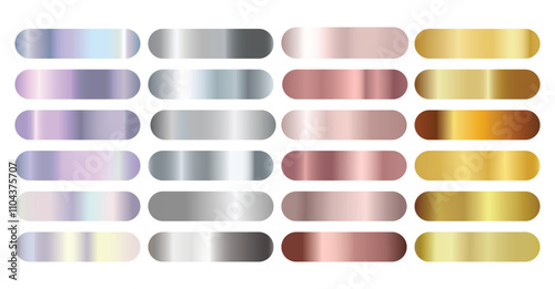 Gradation Gold, silver, bronze set vector. Metalic gradient collection