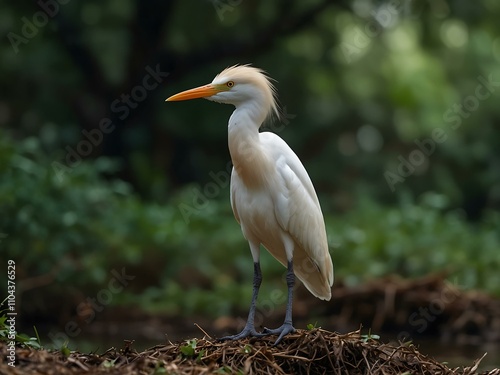 Cattle egret bird in the wild.