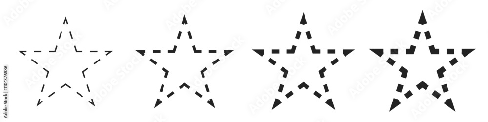 Stars outlined dotted geometric border shape illustration isolated for Christmas. Vector icons in flat style Stars outlined dotted geometric border shape illustration isolated for Christmas. Vector icons in flat style