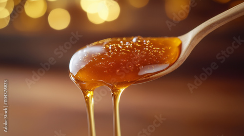 Golden-Brown Dulce de Leche Dripping Viscously Close-Up with Warm Amber Lights