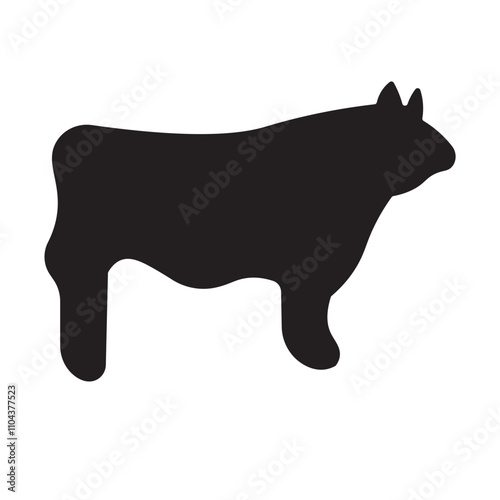 Cow silhouette flat design, animal, mammals farm animals vector design illustration. 