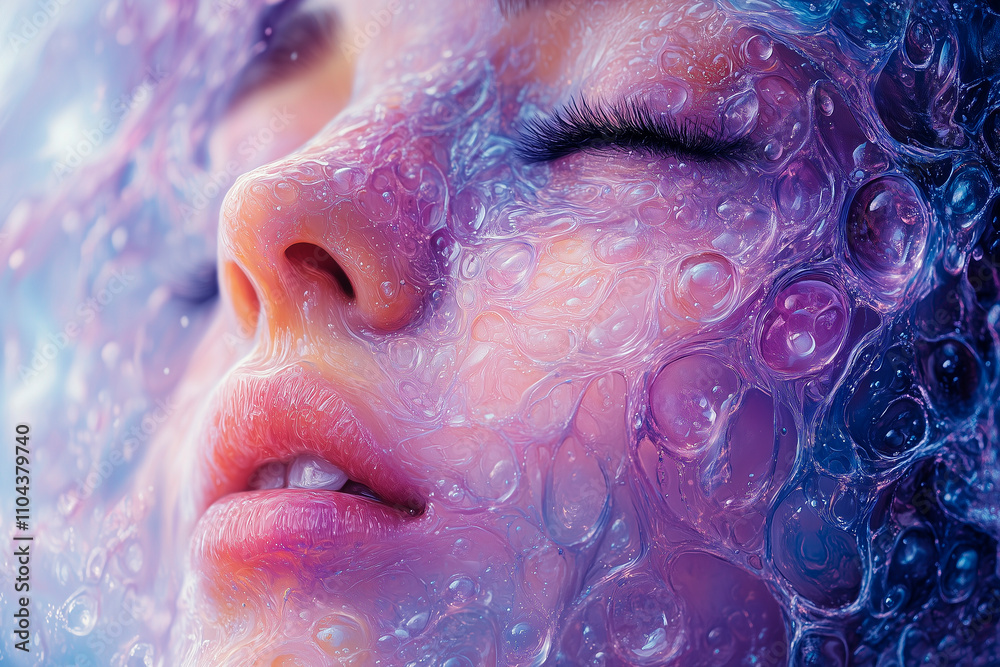 Surreal crystalline rain revealing miniature worlds of thought and memory - Generative AI. Surreal crystalline rain revealing miniature worlds of thought and memory - Generative AI.