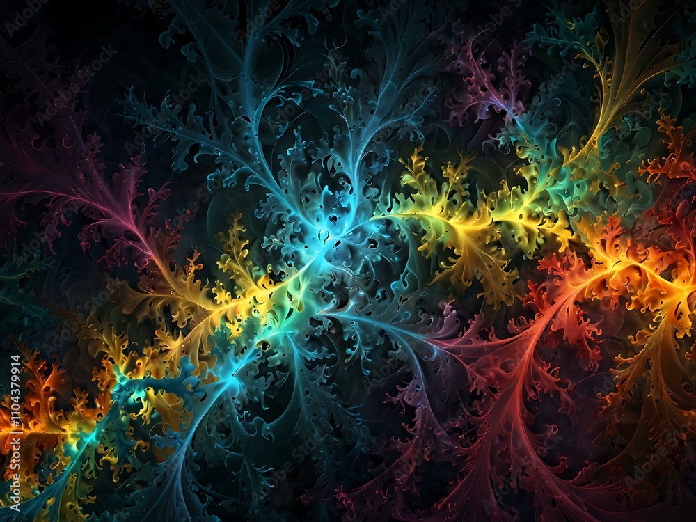 Fototapeta premium Chaotic fantasy fractal pattern, perfect for backgrounds or wallpapers.