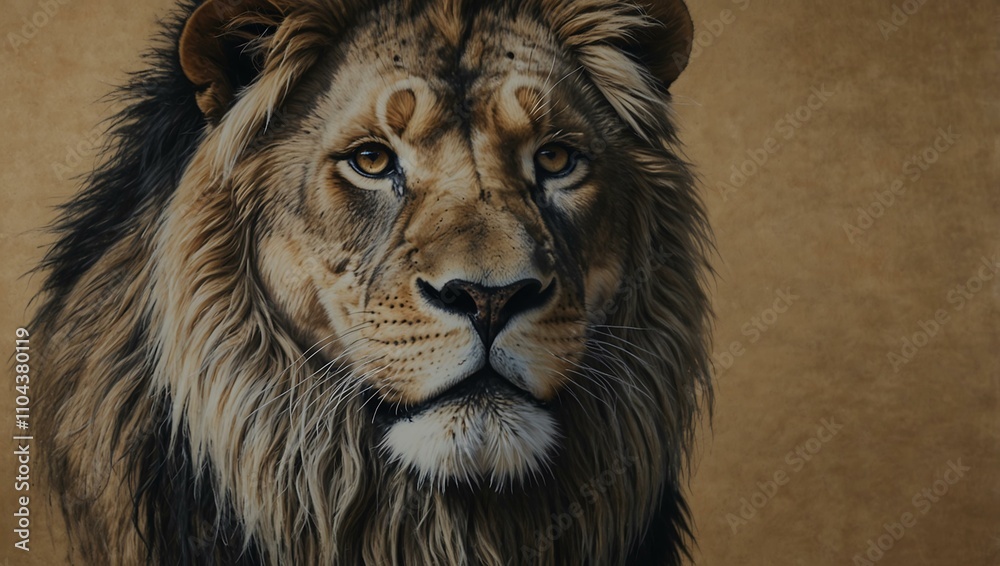 Fototapeta premium Charcoal drawing of a lion's head.