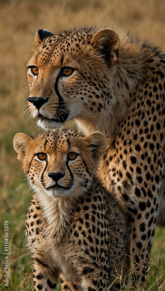 Cheetah mother and cub in Masai Mara, Kenya. Cheetah mother and cub in Masai Mara, Kenya.
