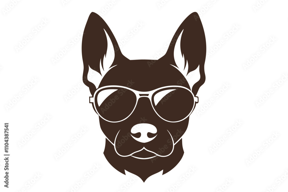 silhouette pet head with sunglass vector art on white background silhouette pet head with sunglass vector art on white background