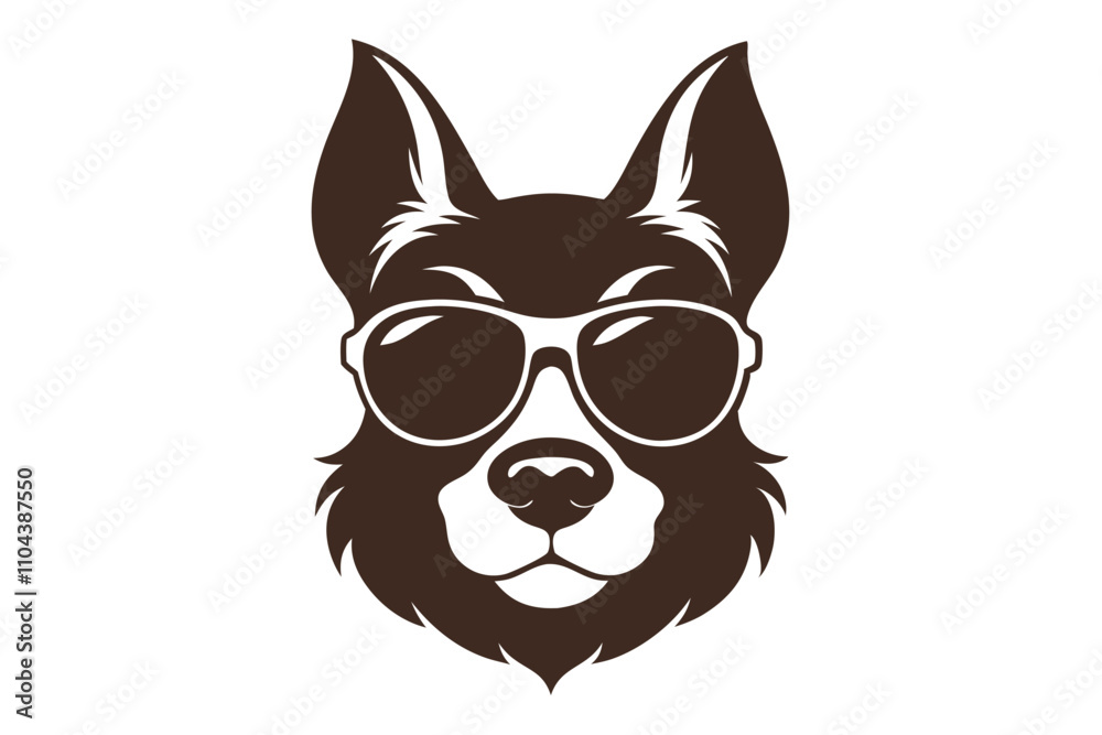 silhouette pet head with sunglass vector art on white background silhouette pet head with sunglass vector art on white background