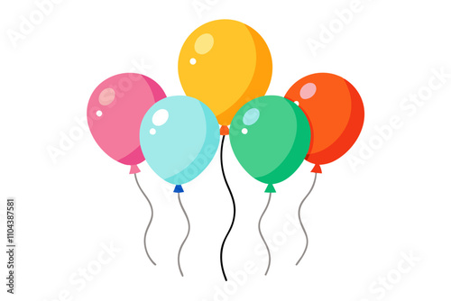 Happy birthday coloring balloons vector art on white background