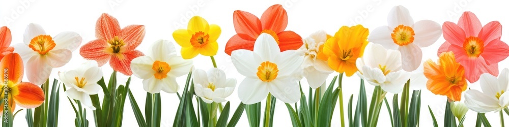 Vibrant Blooming Spring Blossoms Isolated on a Pristine White Background Vibrant Blooming Spring Blossoms Isolated on a Pristine White Background