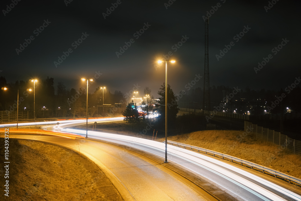 View of the highway at night View of the highway at night