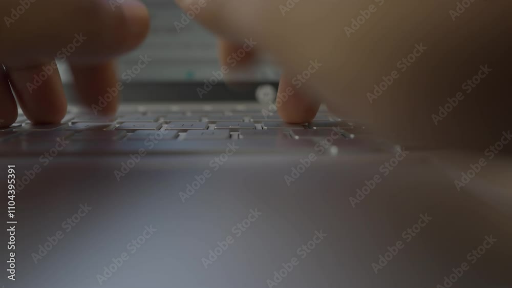 Closeup laptop keyboard type by two hand on white table