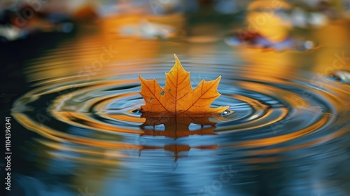 Leaf in water during fall
