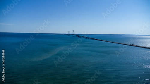 Mackinac Bridge During Summer from Drone