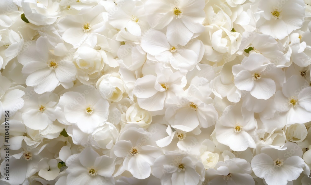 White flowers arrangement, delicate petals, soft texture, various types, bright background, elegant and serene atmosphere White flowers arrangement, delicate petals, soft texture, various types, bright background, elegant and serene atmosphere