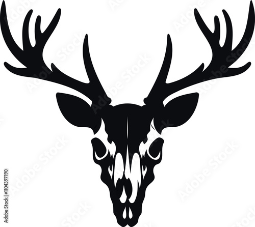 Artistic Deer Skull Logo with Bold and Detailed Design.